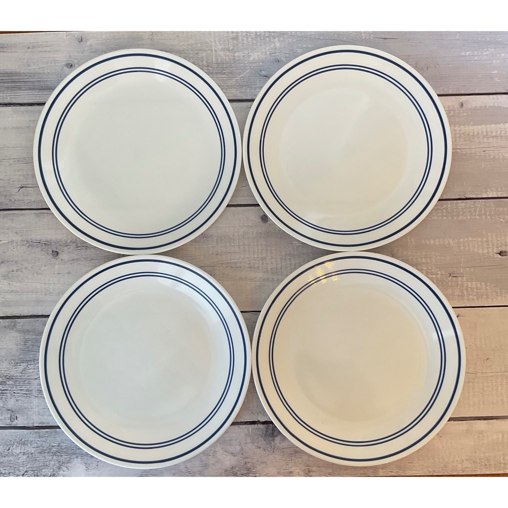 Corelle Classic Cafe Blue 10.25 Dinner Plates Set of 4 Vitrelle White Navy Blue